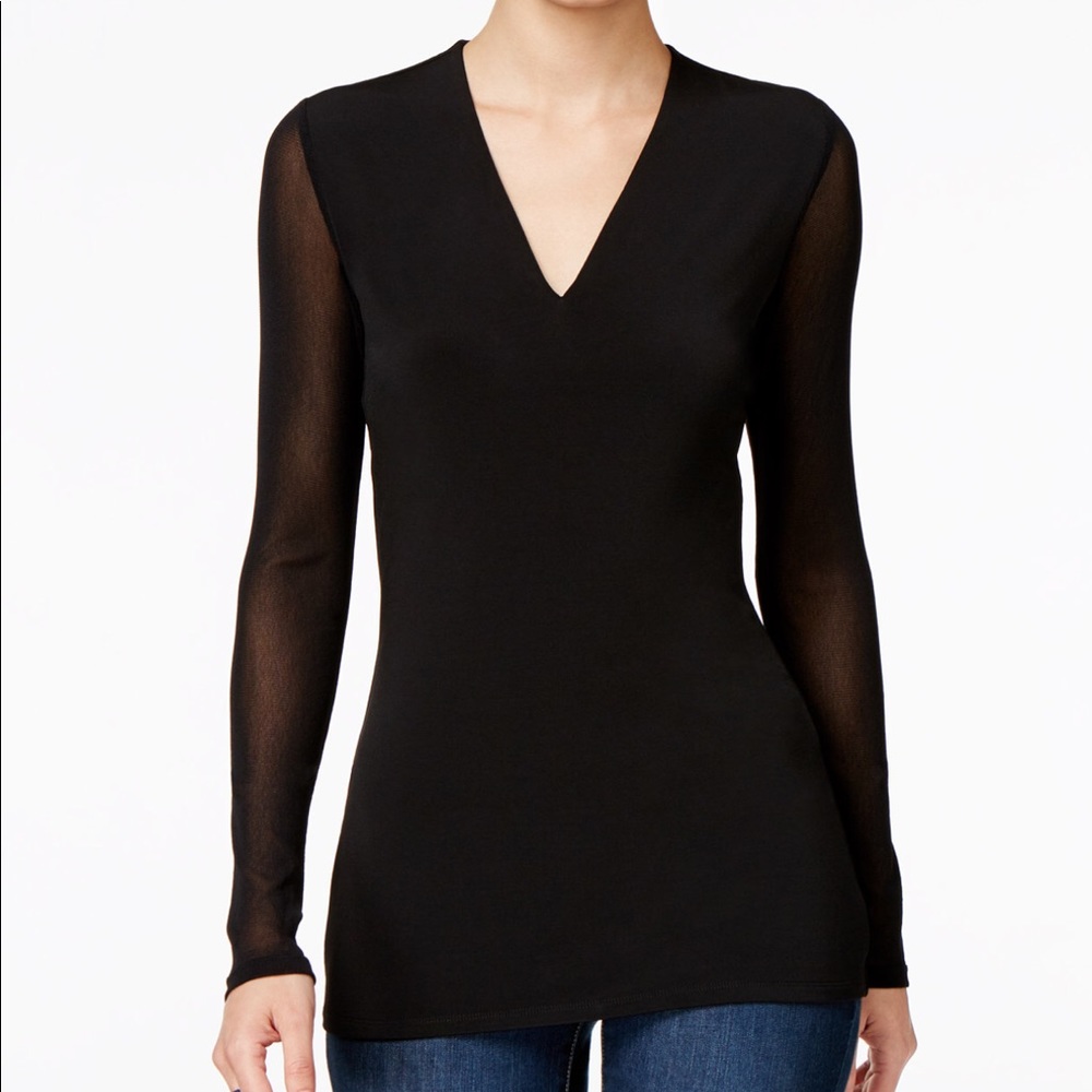 I.N.C. Illusion Sleeve V-Neck